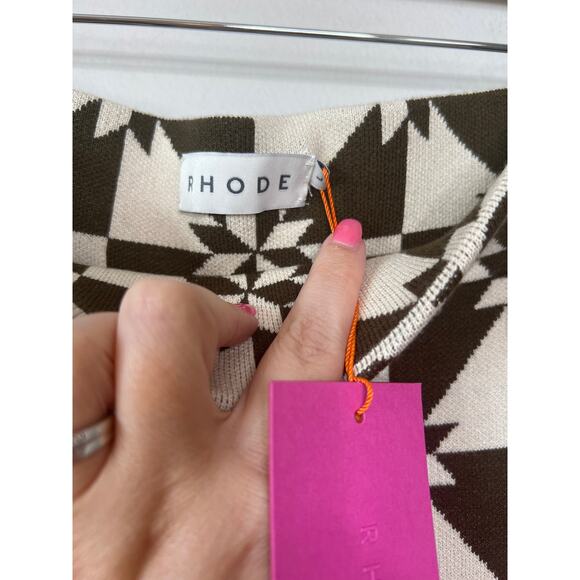 NWT Rhode Back Slit High Waist April Jacquard Knit Midi-Skirt Geod Quilt - Picture 5 of 7